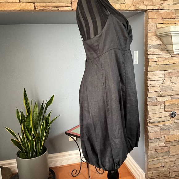 Max Studio Linen Silk Bubble Hem Dress Preppy Cruise Resortwear Vacation Black L - Picture 4 of 12